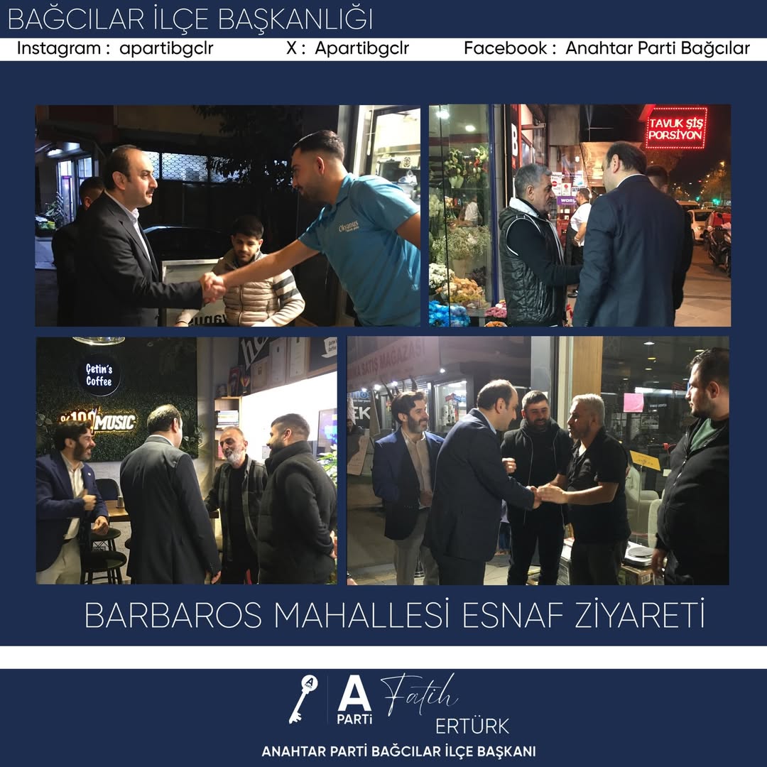 Anahtar Parti Bağcılar İlçe Başkanlığı olarak, İlçe Başkanımız, yönetim kurulu üyelerimiz ve Barbaros Mahallesi Başkanımız Harun Doğan ile birlikte Barbaros Mahallesi esnafımıza ziyaret gerçekleştirdik. - 4
